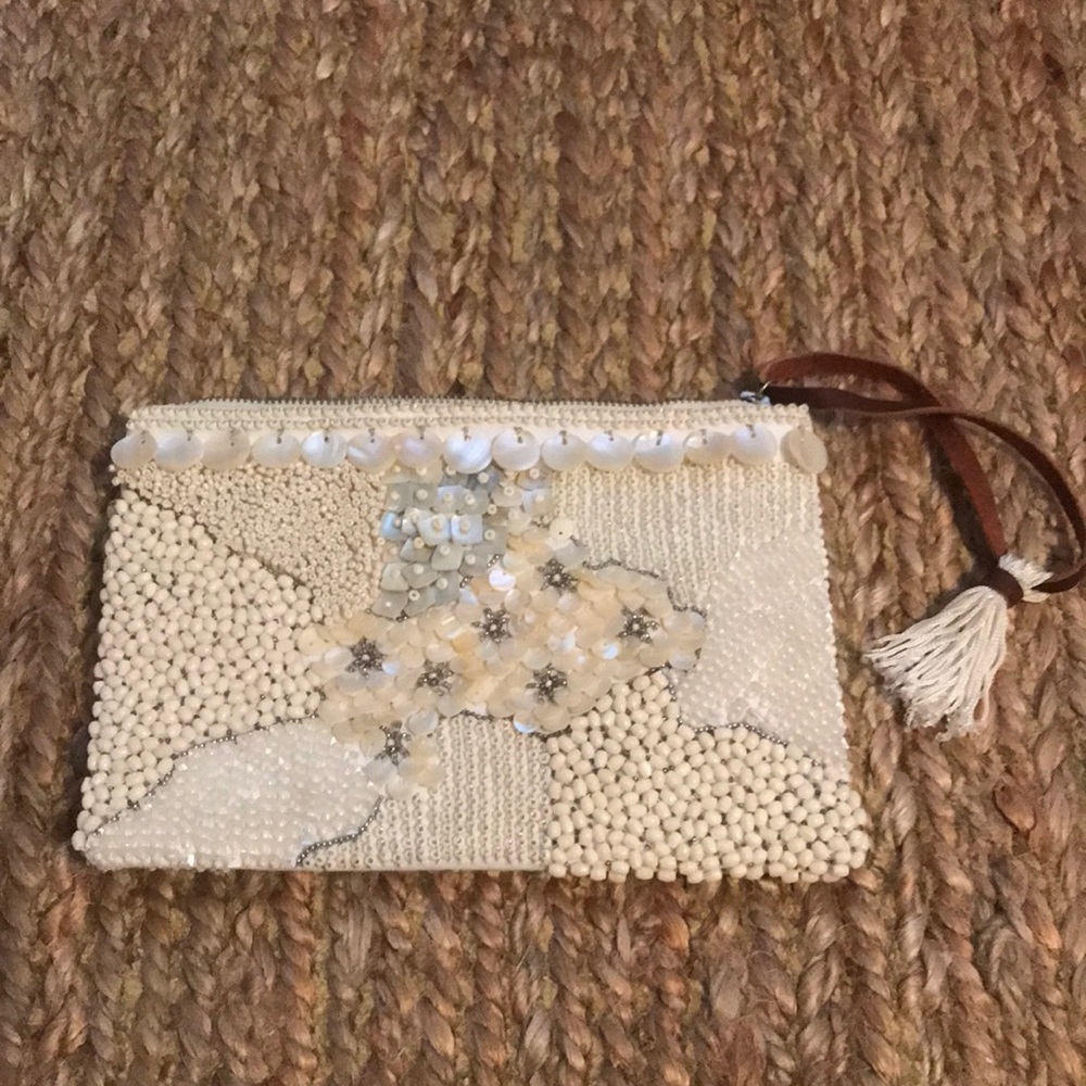 Hand beaded clutch